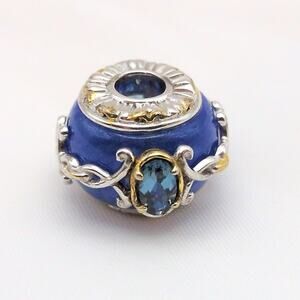 Gems En Vogue Michael Valitutti Sterling Silver 925 Blue Gemstone Round Charm